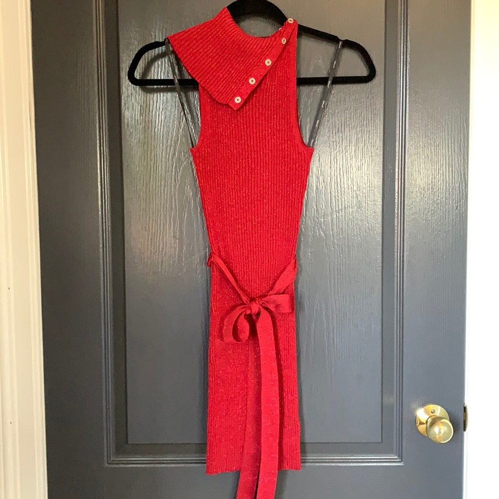 Papaya Red Shimmer Cocktail Dress
